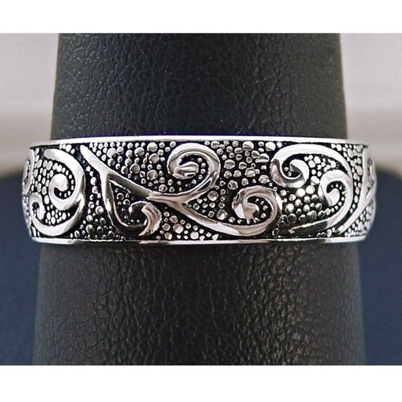 Scrolls Swirls Band Ring 6.5 mm Wide 925 Sterling Silver Women's Thumb Ring - Picture 7 of 14